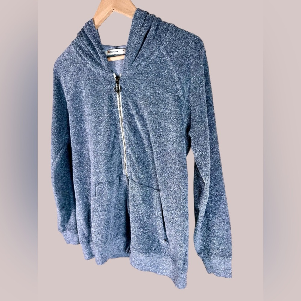 Marine Layer Women’s Zip Up Hoodie Jacket in Terry Cloth - Picture 2 of 6